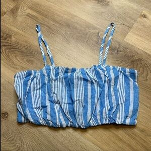 Wild Fable Blue Striped Super Crop Top size L